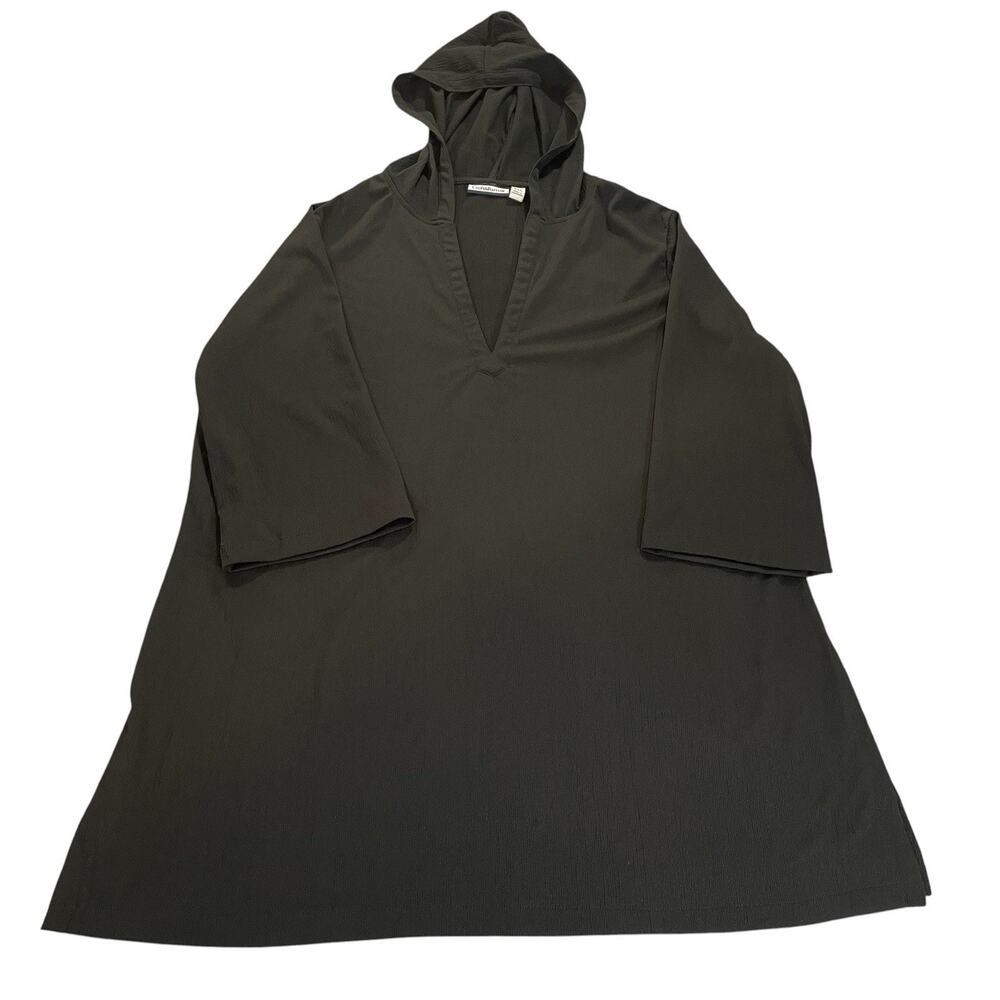 Croft & Barrow Hooded Tunic Top Women's XXL in Black Stretch 3/4 Sleeve Relaxed